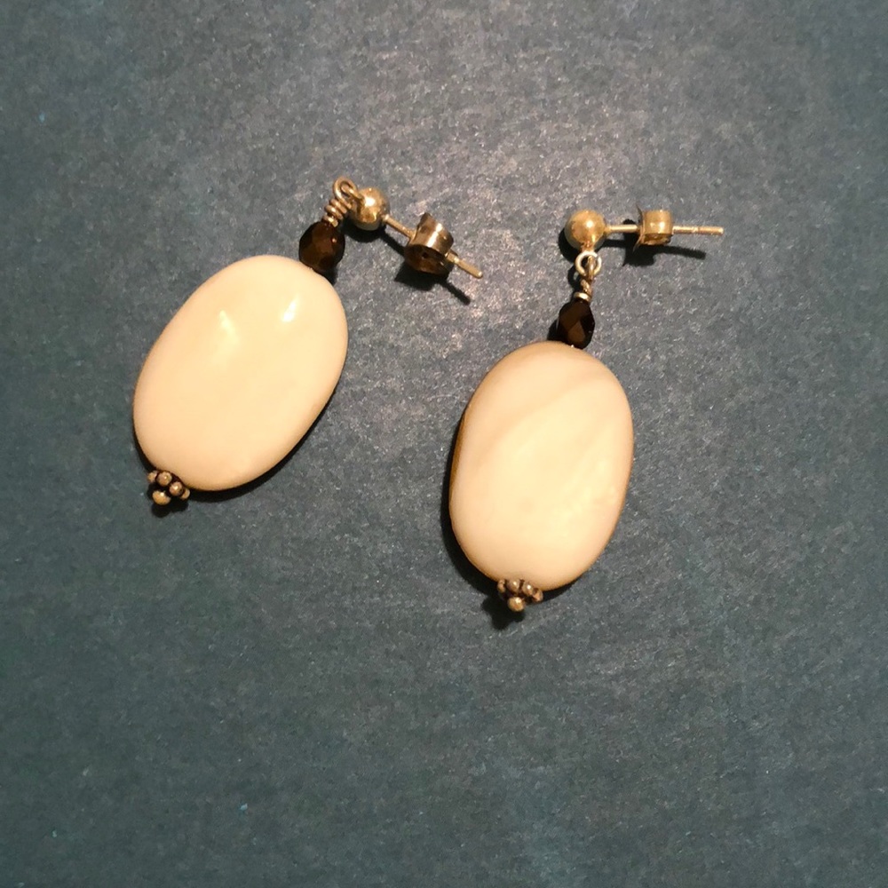 White Stone Drop Earrings